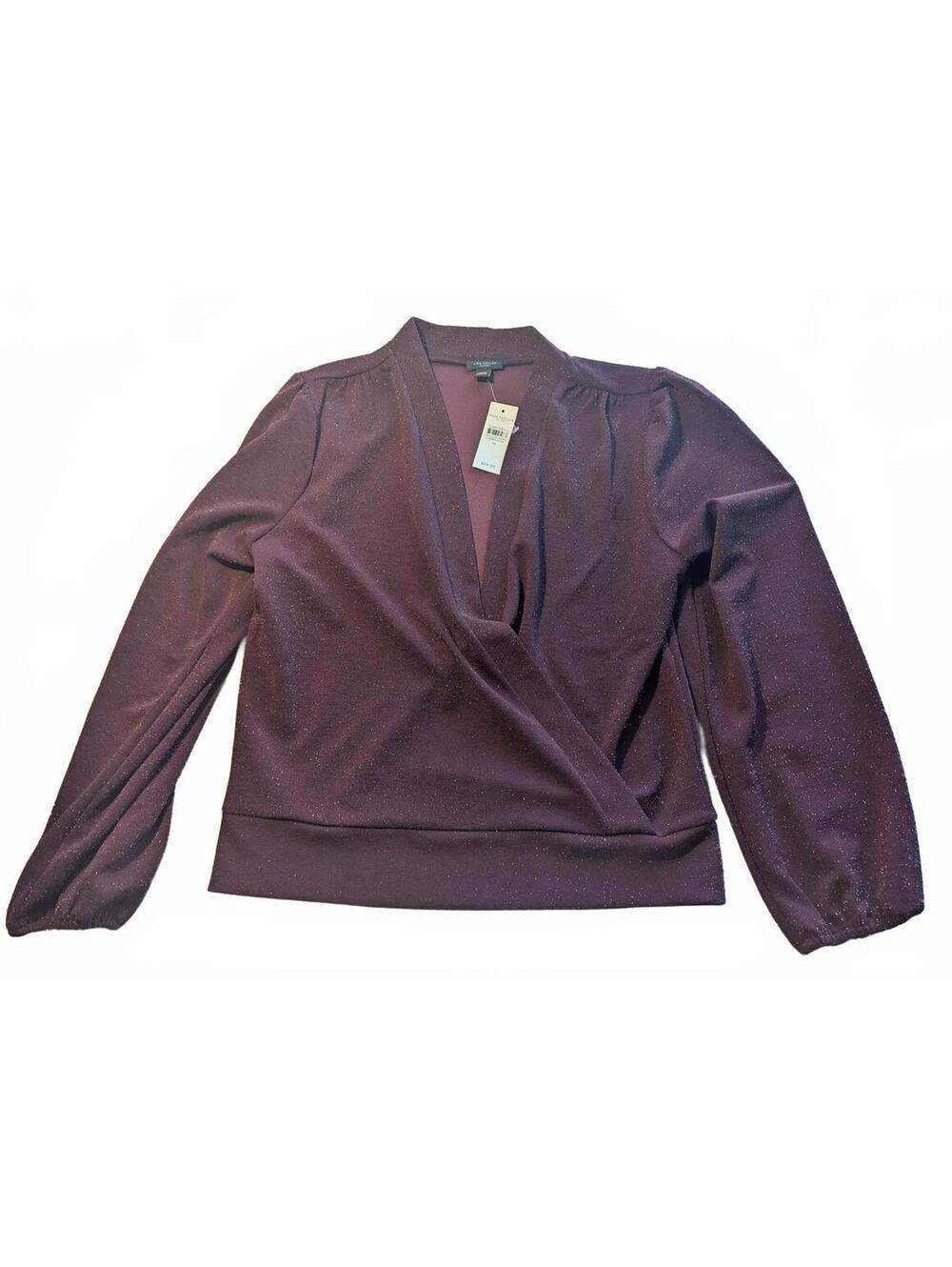 Ann Taylor Factory Burgundy Sparkle Knit Cardigan Sweater Medium